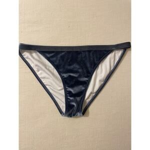 Cupshe Swim Women Sz M Bikini Bottom‎ Velvet High Waist Swimwear Blue/Gray NWT
